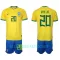 Brasil Vinicius Junior 20 Hjemmetrøye Barn VM 2022