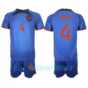 Nederland Virgil van Dijk 4 Bortetrøye Barn VM 2022 Nederland Virgil van Dijk 4 Bortetrøye Barn VM 2022