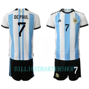 Argentina Rodrigo de Paul 7 Hjemmetrøye Barn VM 2022