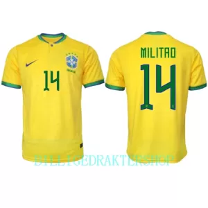 Brasil Éder Militão 14 Hjemmetrøye VM 2022