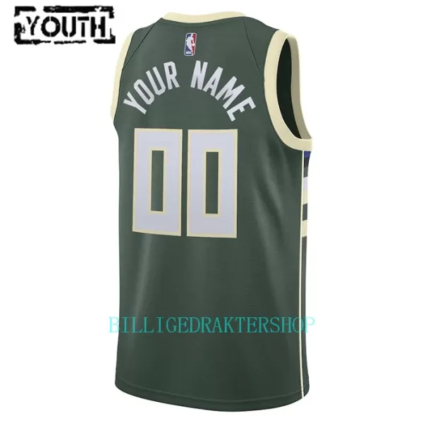 Grønn Milwaukee Bucks Trøye Barn Icon Edition 2023/2024 Swingman