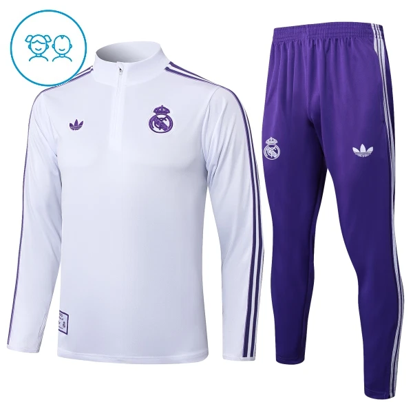 Real Madrid Trenings Collegegenser Set Barn 2025/2026 Hvit Real Madrid Trenings Collegegenser Set Barn 2025/2026 Hvit