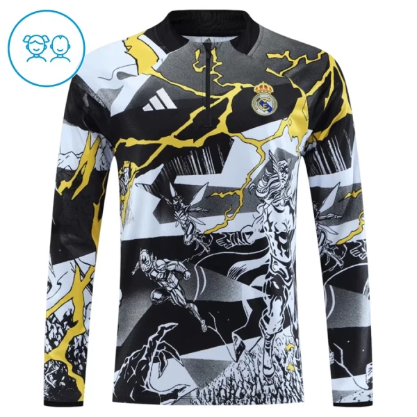 Real Madrid Marvel Trenings Collegegenser Set Barn 2026/2027 Svart