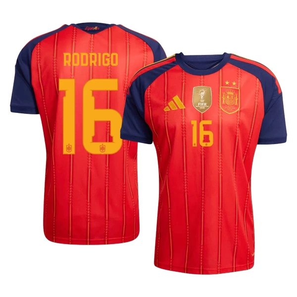 Spania 2 Stars Rodrigo Hernández 16 Hjemmetrøye VM 2026 Spania 2 Stars Rodrigo Hernández 16 Hjemmetrøye VM 2026