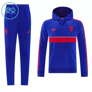Manchester United Hoodie Trenings Collegegenser Set Barn 2026/2027 Blå