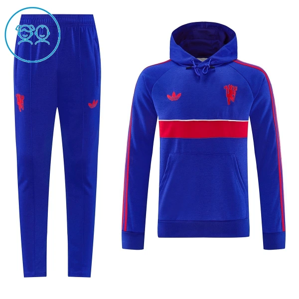 Manchester United Hoodie Trenings Collegegenser Set Barn 2026/2027 Blå